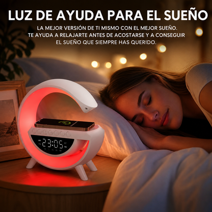 Altavoz Bluetooth G - Cargador inalámbrico + Lámpara LED + Reloj despertador (Neo Glow)
